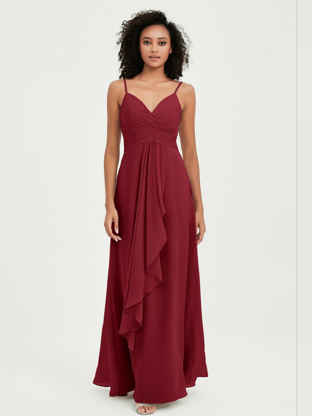 Christina Wu Wine Burgundy Spaghetti-Strap Maxi Dress